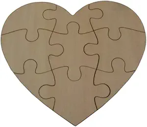 Blank Heart Shape Jigsaw Puzzle,Laser Cut Unfinished Wood Blank Puzzles for DIY Making Scrapbook Crafts with 9 Pieces (Wood)