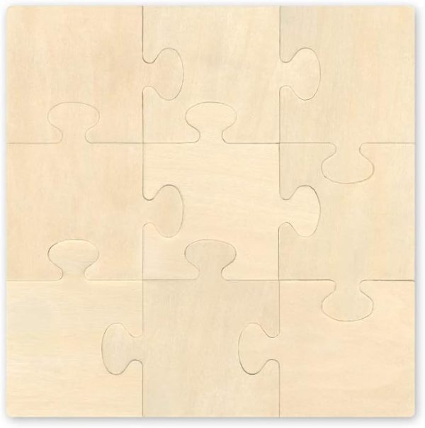 Customizable Make Your Own Wood Puzzle Cutout Set - 9 Pieces - Makes a 7.9 x 7.9 Inch Puzzle