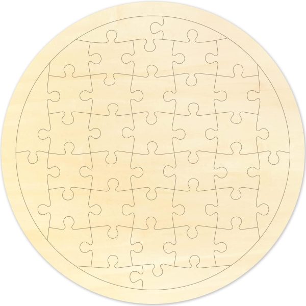 Blank Puzzle Round Shape with 38 Pieces to Draw on, Each Piece is Unique, Blank Wooden Jigsaw Puzzles with Tray for Crafts & DIY, Custom Puzzle 8.4x8.4 Inches 1 Pack