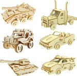3D Wooden Puzzle - 6 Piece Set Wooden Car Brain Teaser Puzzle - DIY Assembly Car Building Model Kits - Wood  Toys Gifts for Kids and Adults Teens Boys Girls