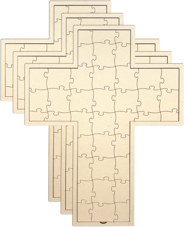3 Pack Wood Cross Guest Book 13x16 Inch Unfinished Wooden Cross Jigsaw Puzzle Board for Painting DIY Crafts Wedding Gifts