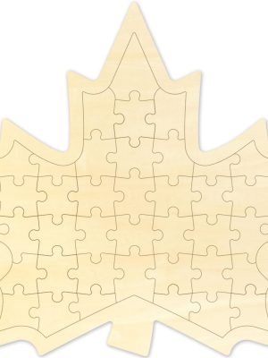 Blank Puzzle Maple Shape with 40 Pieces to Draw on, Blank Wooden Jigsaw Puzzles with Tray for Crafts & DIY, Custom Puzzle 11.8x10.2 Inches 1 Pack