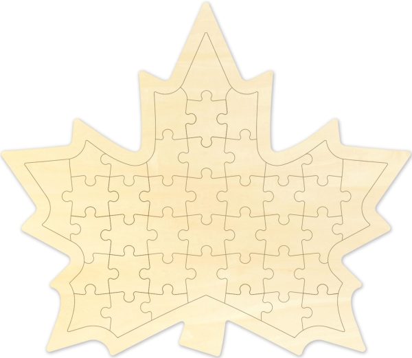 Blank Puzzle Maple Shape with 40 Pieces to Draw on, Blank Wooden Jigsaw Puzzles with Tray for Crafts & DIY, Custom Puzzle 11.8x10.2 Inches 1 Pack