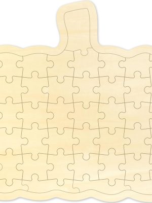Blank Puzzle Pumpkin Shape with 43 Pieces to Draw on, Blank Wooden Jigsaw Puzzles with Tray for Fall Season & Halloween, Custom Puzzle 11.8x10.2 Inches 1 Pack for Crafts & DIY