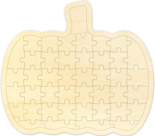 Blank Puzzle Pumpkin Shape with 43 Pieces to Draw on, Blank Wooden Jigsaw Puzzles with Tray for Fall Season & Halloween, Custom Puzzle 11.8x10.2 Inches 1 Pack for Crafts & DIY