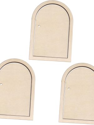 3 Sets Hand Painted Graffiti DIY Door Shaped Puzzle Wooden Chips of Blank Wood Slice Craft Supplies for Custom Decorations Sign Making and Home Ornaments