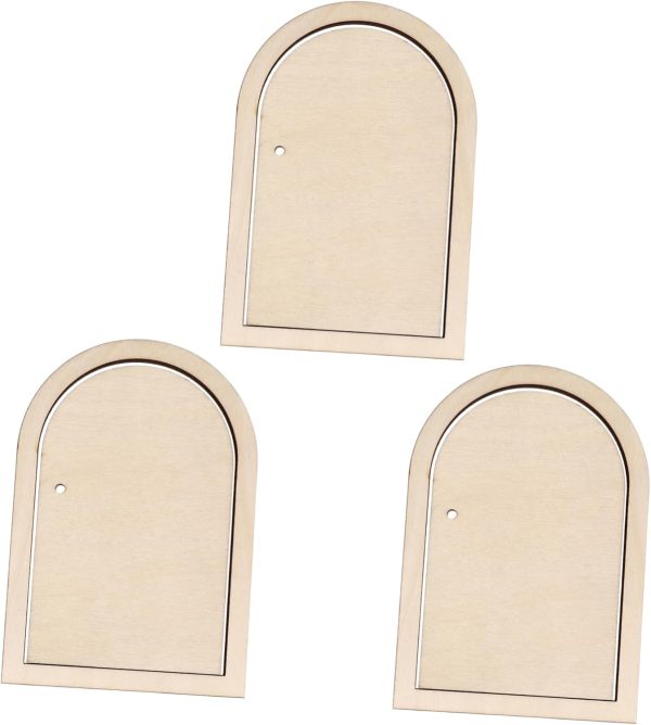 3 Sets Hand Painted Graffiti DIY Door Shaped Puzzle Wooden Chips of Blank Wood Slice Craft Supplies for Custom Decorations Sign Making and Home Ornaments