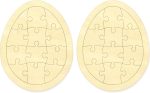 Easter Egg Blank Puzzle with 12 Pieces to Draw on Pack of 2, Each Piece is Unique, Blank Wooden Jigsaw Puzzles with Tray for Crafts & DIY, Custom Puzzle 5x6.3 Inches