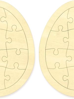 Easter Egg Blank Puzzle with 12 Pieces to Draw on Pack of 2, Each Piece is Unique, Blank Wooden Jigsaw Puzzles with Tray for Crafts & DIY, Custom Puzzle 5x6.3 Inches