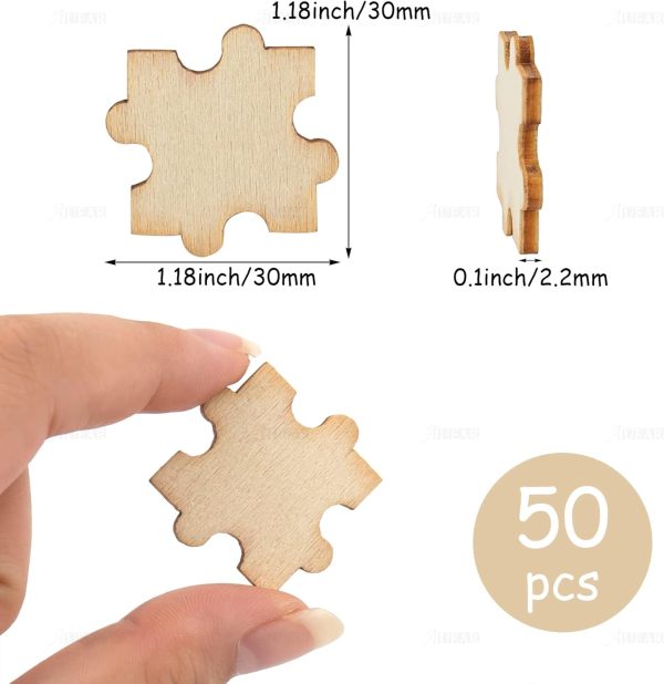 , Unfinished Wooden Blank Jigsaw Freeform Wood Piece for DIY Crafts Arts Card Making (50 Pack)