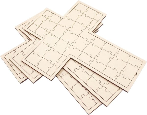 3 Pack Wood Cross Guest Book 13x16 Inch Unfinished Wooden Cross Jigsaw Puzzle Board for Painting DIY Crafts Wedding Gifts