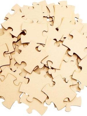 50 Blank Wooden Puzzle Pieces for Crafts, DIY Art Projects, 3x3.5 Unfinished Freeform Jigsaw Wood Puzzles to Draw On