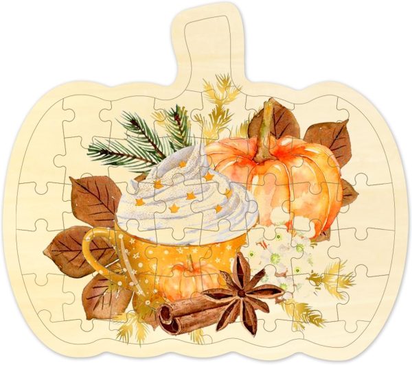 Blank Puzzle Pumpkin Shape with 43 Pieces to Draw on, Blank Wooden Jigsaw Puzzles with Tray for Fall Season & Halloween, Custom Puzzle 11.8x10.2 Inches 1 Pack for Crafts & DIY