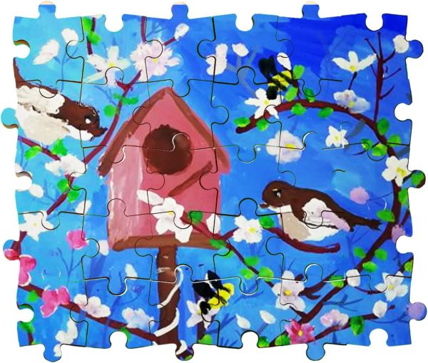 100 Piece Blank Puzzle Pieces for Crafts, Freeform Blank Wooden Puzzles for Arts & DIY, Each Piece is 1.8x1.3 Inches with Round Traditional Knob Interlocks