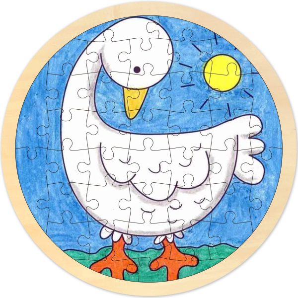 Blank Puzzle Round Shape with 38 Pieces to Draw on, Each Piece is Unique, Blank Wooden Jigsaw Puzzles with Tray for Crafts & DIY, Custom Puzzle 8.4x8.4 Inches 1 Pack