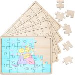 9 Sheets Unfinished Wood Puzzles Blank Puzzle Pieces Wooden Jigsaw Puzzles Freeform Things to Paint, Write and Draw On, Make Your Own Puzzle for Kids DIY Craft (8.9 x 5.9 Inch)