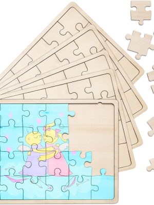 9 Sheets Unfinished Wood Puzzles Blank Puzzle Pieces Wooden Jigsaw Puzzles Freeform Things to Paint, Write and Draw On, Make Your Own Puzzle for Kids DIY Craft (8.9 x 5.9 Inch)
