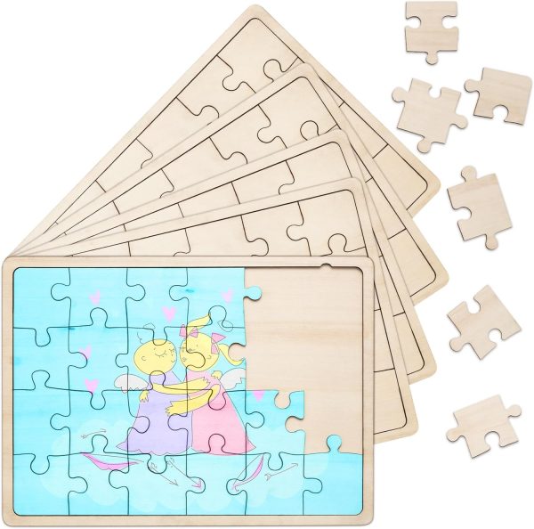 9 Sheets Unfinished Wood Puzzles Blank Puzzle Pieces Wooden Jigsaw Puzzles Freeform Things to Paint, Write and Draw On, Make Your Own Puzzle for Kids DIY Craft (8.9 x 5.9 Inch)
