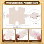 72 Pcs Blank Wooden Puzzle Pieces Jumbo Size Wooden Puzzle Shape Cutouts 3.94x3.15 Inch Unfinished Freeform Jigsaw Wood Puzzles for Arts & Crafts, DIY Projects, Painting, Home Decorations