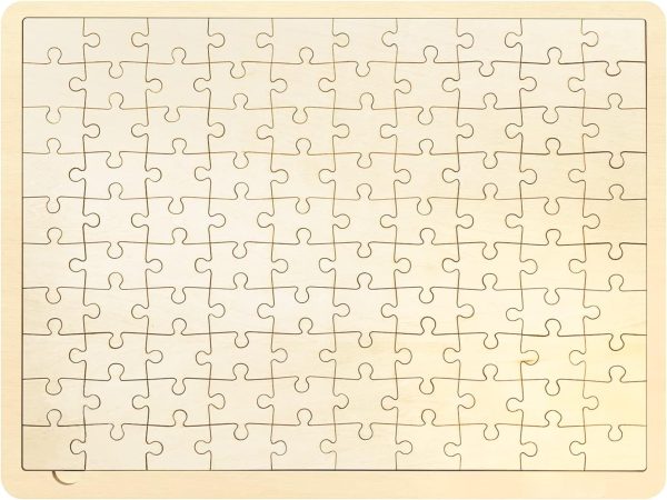 100 Piece Blank Puzzle with Tray to Draw on, Each Piece is Unique, Make Your Own Wooden Jigsaw Puzzles, Custom Puzzle 14.2x10.6 Inches for Crafts & DIY