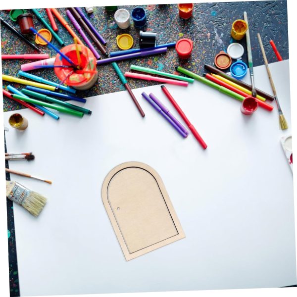 3 Sets Hand Painted Graffiti DIY Door Shaped Puzzle Wooden Chips of Blank Wood Slice Craft Supplies for Custom Decorations Sign Making and Home Ornaments