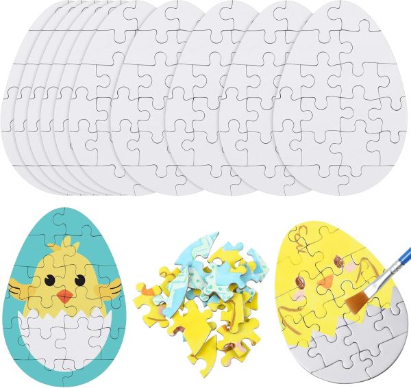 20 Pack Easter Egg Blank Puzzles to Draw on 18 Pieces Each 3.9 x 2.7 Make Your Own Puzzle Egg Shape Create Your Own Puzzle Jigsaw Puzzles for DIY Art Projects Crafts Easter Egg Fillers