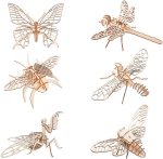 3D Wooden Insect Puzzle - 6 Piece Set Insect Animal Skeleton Assembly Model Puzzle - DIY Wooden Crafts 3D Puzzle -  Toys Gifts for Kids and Adults Teens Boys Girls