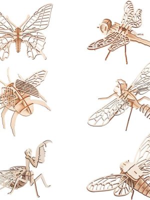 3D Wooden Insect Puzzle - 6 Piece Set Insect Animal Skeleton Assembly Model Puzzle - DIY Wooden Crafts 3D Puzzle -  Toys Gifts for Kids and Adults Teens Boys Girls
