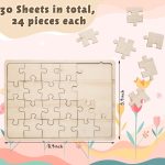 Deekin 30 Sheets Unfinished Wood Blank Puzzles Customizable Blank Wooden Pieces Freeform Things to Paint, Write and Draw On, Wooden Jigsaw Puzzles for Kids DIY Craft, 8.9 x 5.9 Inch