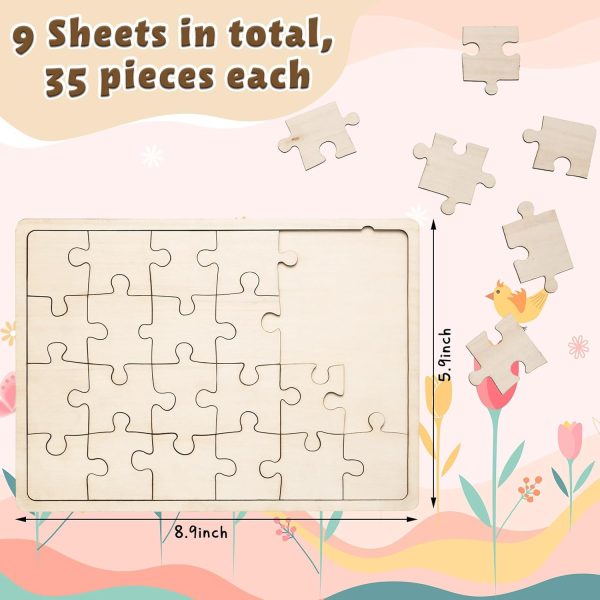 9 Sheets Unfinished Wood Puzzles Blank Puzzle Pieces Wooden Jigsaw Puzzles Freeform Things to Paint, Write and Draw On, Make Your Own Puzzle for Kids DIY Craft (8.9 x 5.9 Inch)
