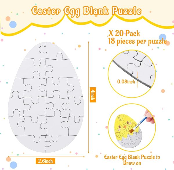 20 Pack Easter Egg Blank Puzzles to Draw on 18 Pieces Each 3.9 x 2.7 Make Your Own Puzzle Egg Shape Create Your Own Puzzle Jigsaw Puzzles for DIY Art Projects Crafts Easter Egg Fillers