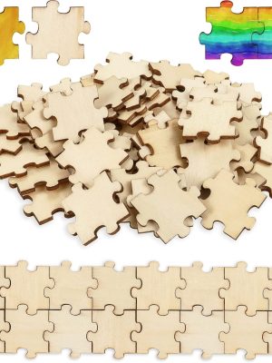 300PCS Blank Puzzles, Freeform Blank Puzzle Pieces Blank Wooden Puzzles DIY Jigsaw Puzzles Plain Puzzle Pieces for Crafts, Arts, Card Making (1.18" x 1.18")