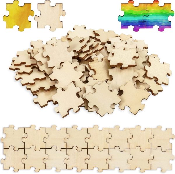300PCS Blank Puzzles, Freeform Blank Puzzle Pieces Blank Wooden Puzzles DIY Jigsaw Puzzles Plain Puzzle Pieces for Crafts, Arts, Card Making (1.18" x 1.18")