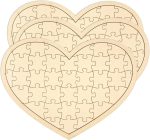 3 Pack Blank Wooden Heart Shaped Jigsaw Puzzle 11.2x8.4 Inch Unfinished Wooden Puzzle Board Heart Shaped Canvas for DIY