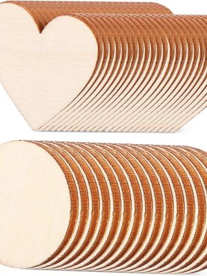 50 Pcs Blank Puzzle Pieces for Crafts Engravable Wood Slices DIY Wooden Cutouts Natural Wood Grain Decor